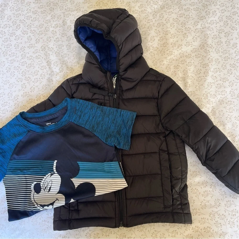 Urban Republic Zipper Black Blue Jacket Coat Black Blue Mickey Mouse Tee Both 3T